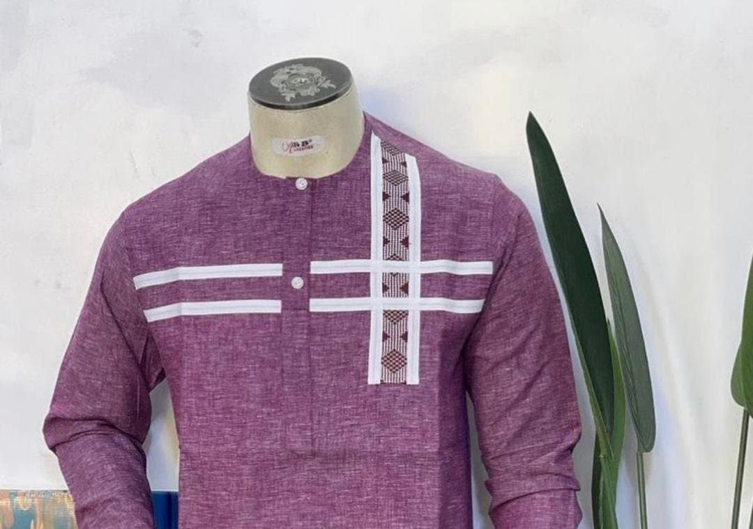 Boubou moderne sénégalais pour homme (Mauve) — photo 1