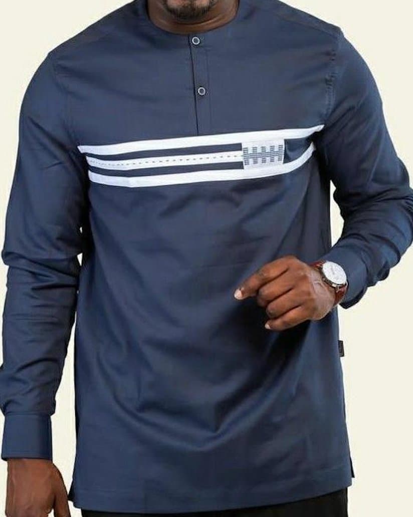 Boubou moderne sénégalais pour homme (Bleu foncé) — photo 1